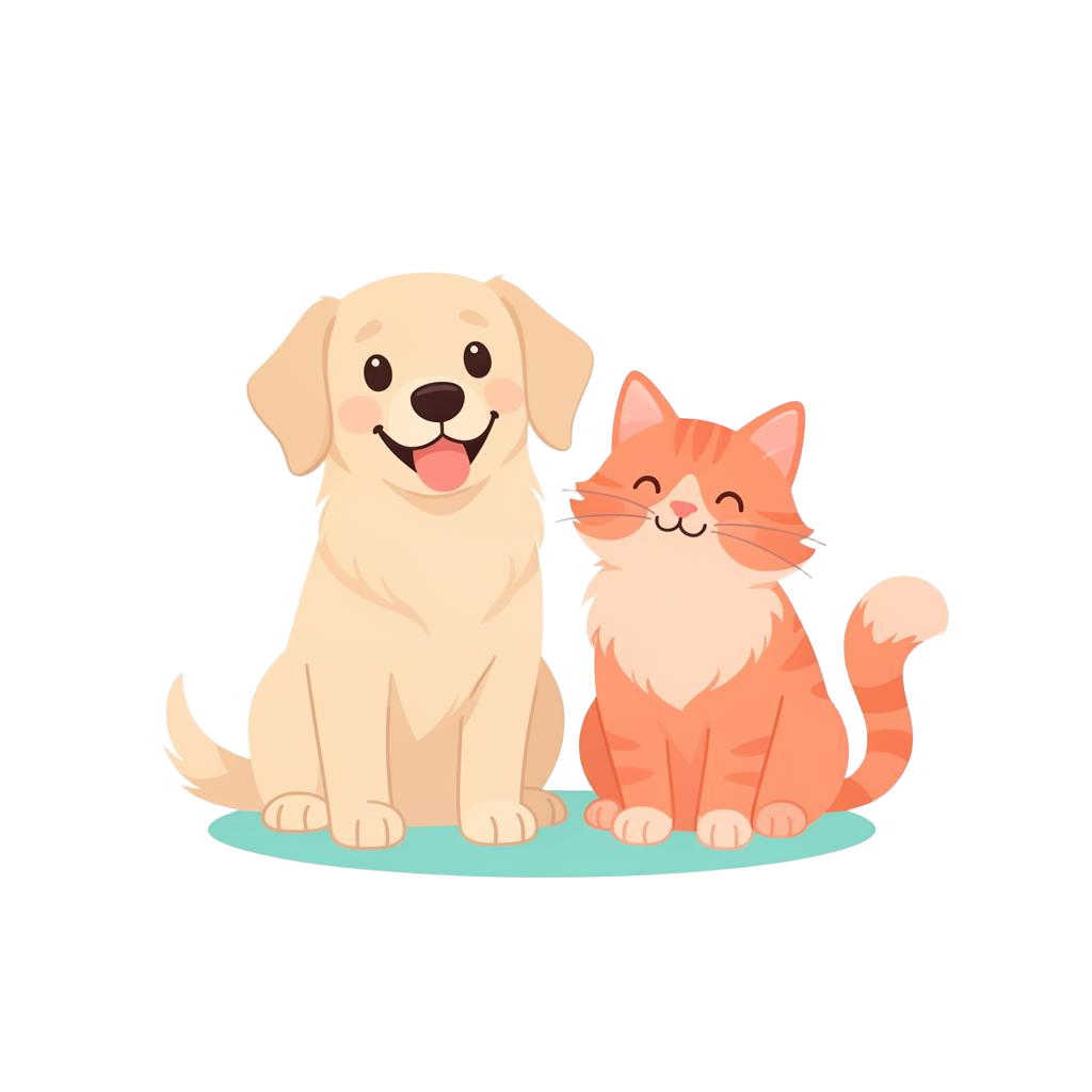 Cartoon dog and cat best friends